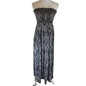 Lster Gray Black Strapless Long Maxi Dress Plus Size 1X Seersucker Chest Summer